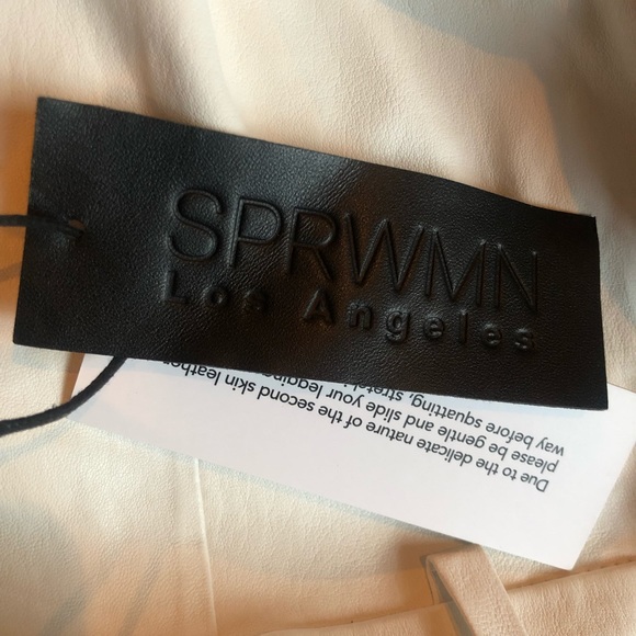 SPRWMN Trouser Pants White Leather Lamb Skin Crop - Picture 14 of 15